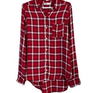 HOLLISTER red and white plaid shirt size small